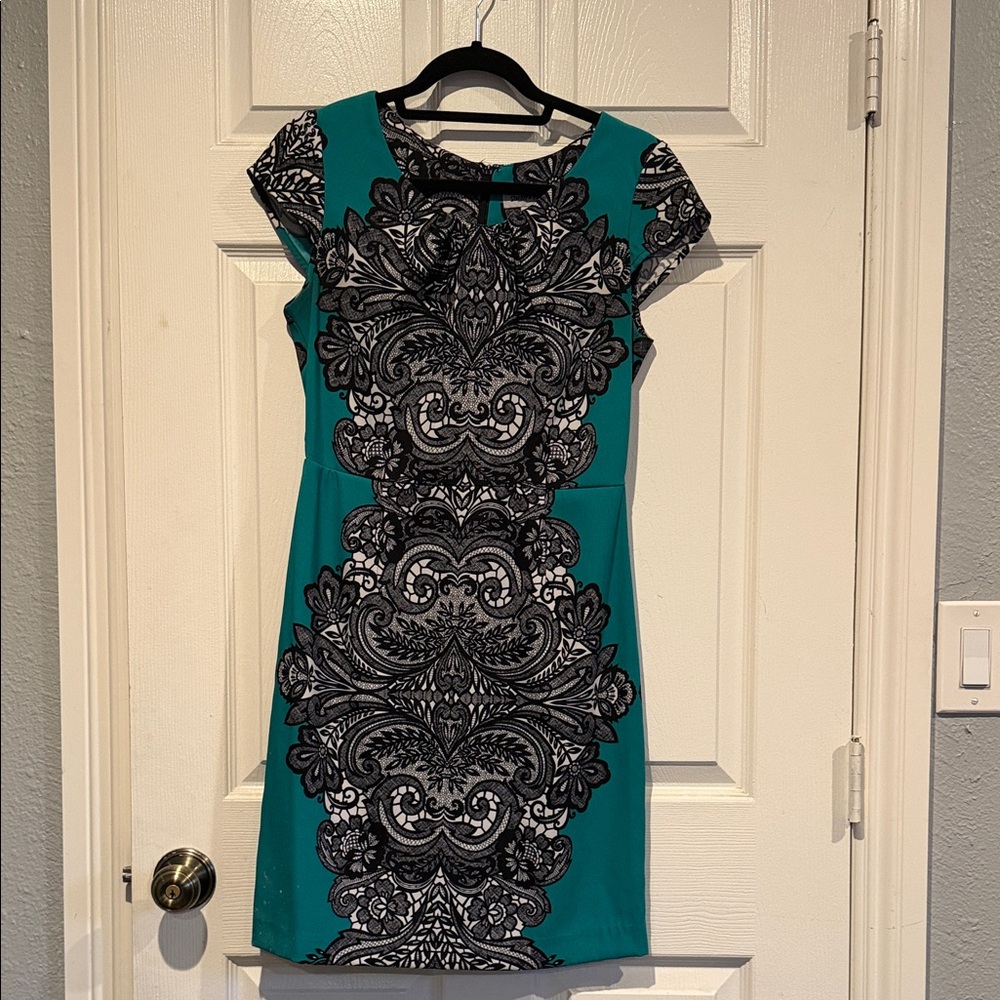Shelby & Palmer Teal and Black Mini Dress